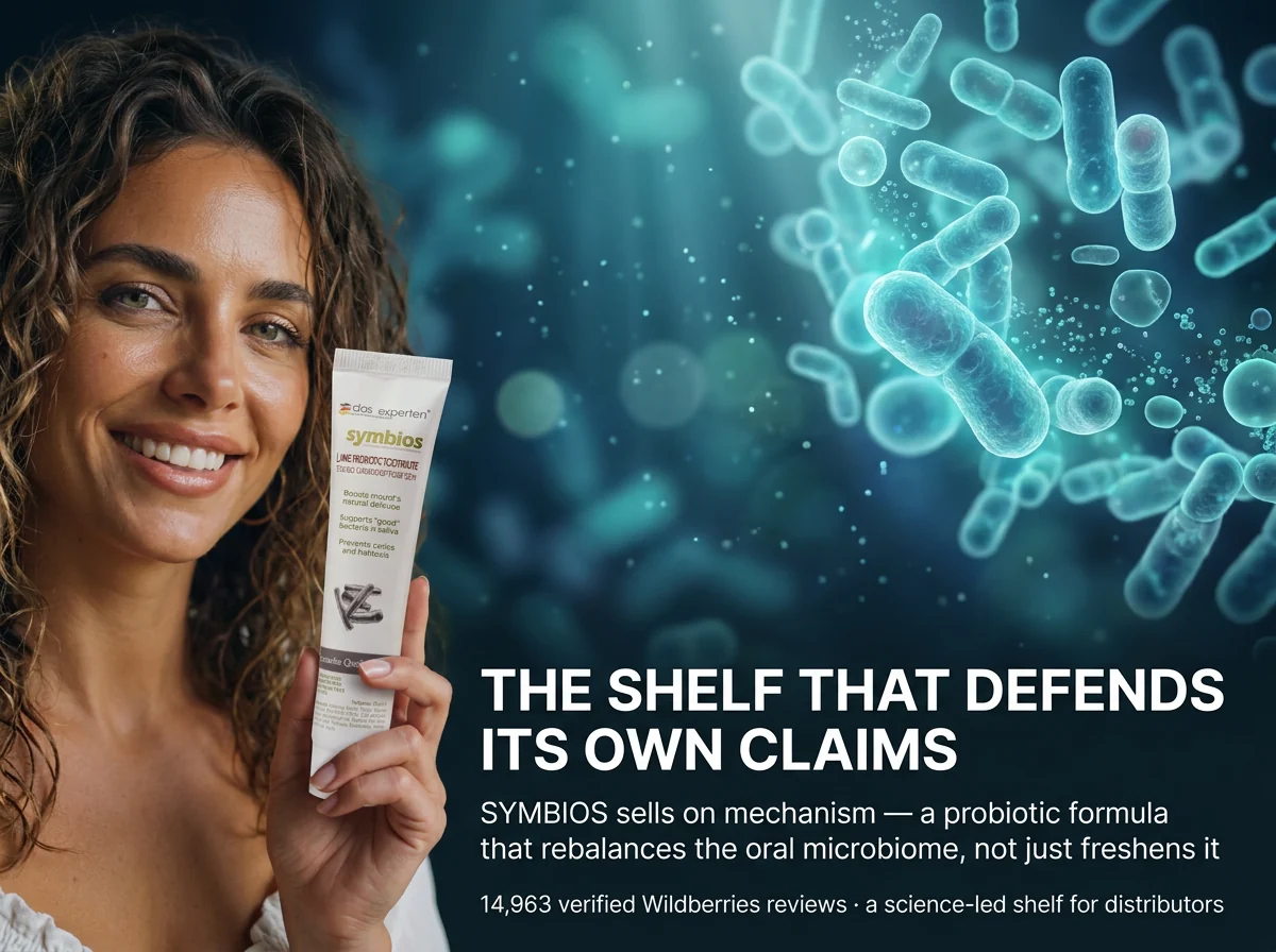 Das Experten symbios probiotic toothpaste — a science-led shelf for distributors